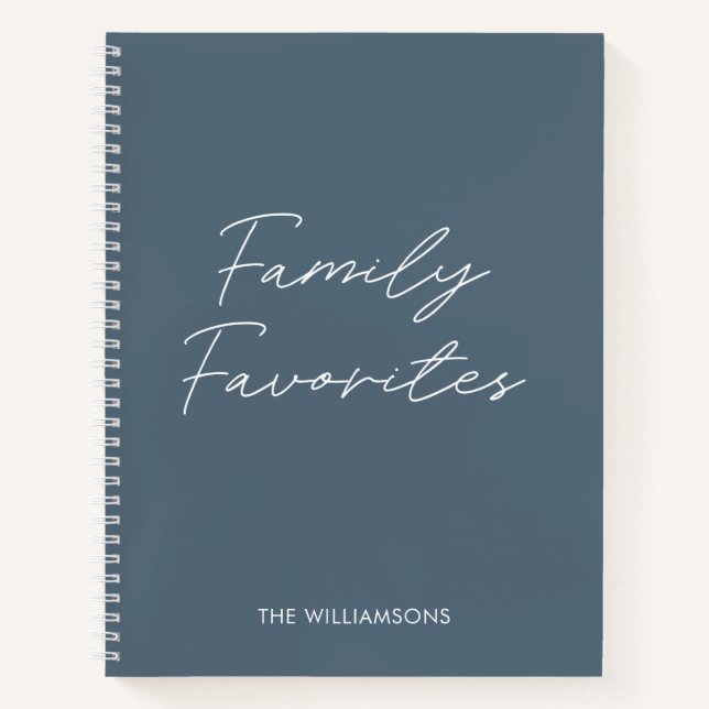 Carnet Elégant moderne Gris Script Cuisine Famille Recett (Devant)