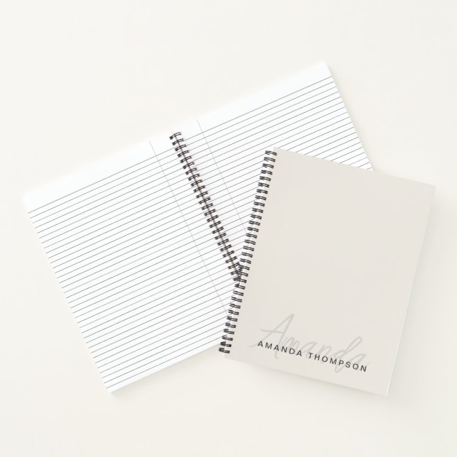 Carnet Élégant Moderne Personnalisé Avec Le Nom Monogramm (Intérieur)