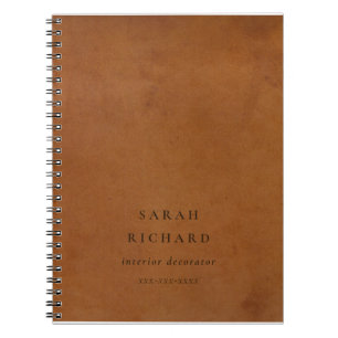 Carnet Élégant Moderne Rustique Tan Tan Texture Cuir Pers