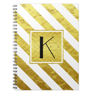 Carnet Élégant Monogram Gold Stripes