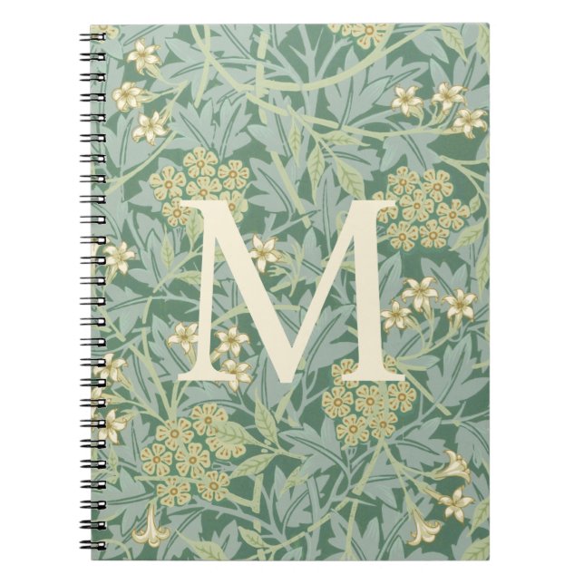 Carnet Elegant Monogram Green Jasmine Floral (Devant)