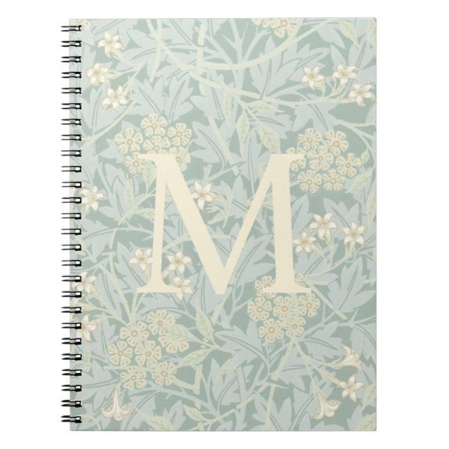 Carnet Elegant Monogram Pastel Green Jasmine Floral (Devant)