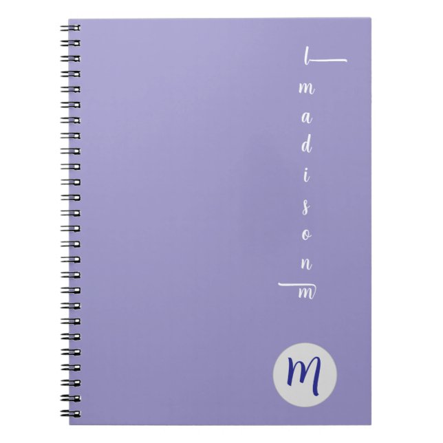 Carnet Elegant Monogram Purple Script Office School (Devant)