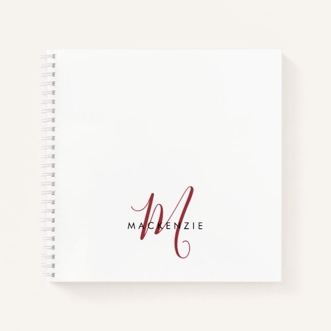 Carnet Élégant Monogramme blanc moderne (Devant)