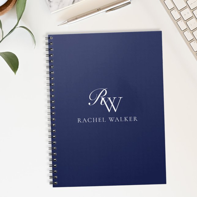 Carnet Élégant Monogramme Bleu (Créateur téléchargé)