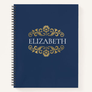 Carnet Élégant Monogramme bleu or de la marine