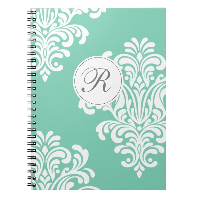 Carnet Élégant monogramme Damas (Devant)