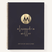 Élégant Monogramme d'or bleu Indigo
