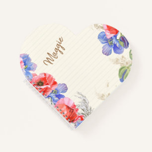 Carnet Élégant monogramme giratoire fleurs rose