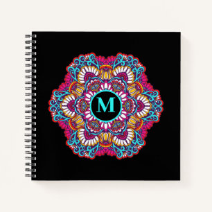 Carnet Élégant Monogramme Mandala multicolore