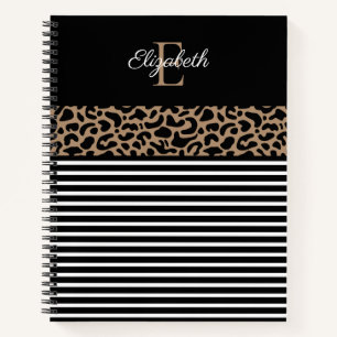 Carnet Élégant Monogramme noir Poster de animal léopard