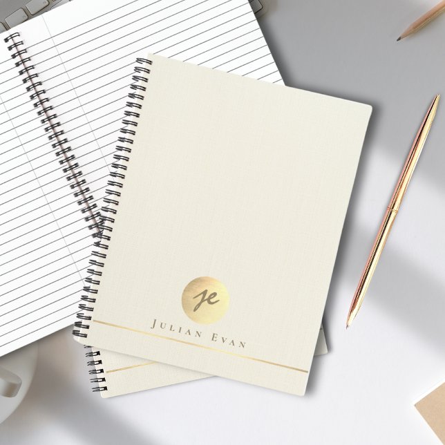 Carnet Élégant Monogramme Or Crémeux Executive Spiral (Elegant Creamy Gold Monogram Executive Spiral Notebook)