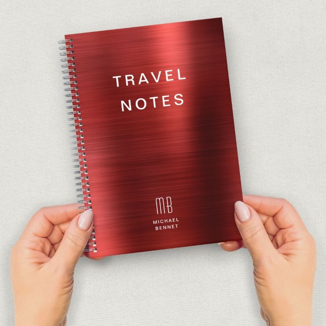 Carnet Élégant Monogramme Red Travel (Elegant Monogram Red Travel Notebook)