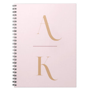 Carnet Élégant monogramme roux voyage rose