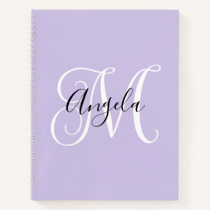 Carnet Élégant monogramme script lavande pâle