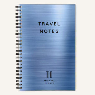 Carnet Élégant Monogramme Voyage Bleu