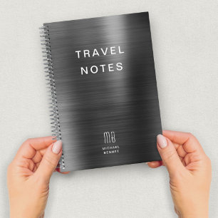 Carnet Élégant Monogramme Voyage noir