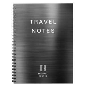 Carnet Élégant Monogramme Voyage noir