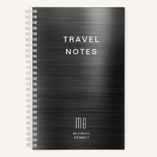 Carnet Élégant Monogramme Voyage noir