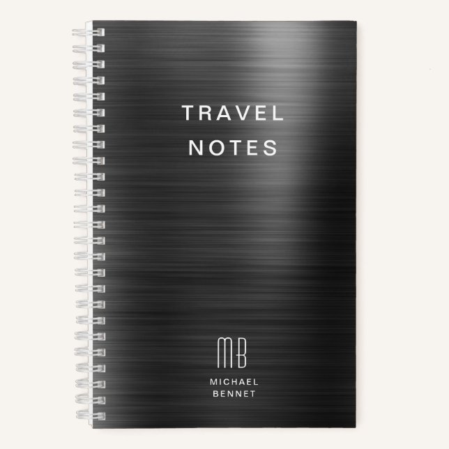 Carnet Élégant Monogramme Voyage noir (Recto)