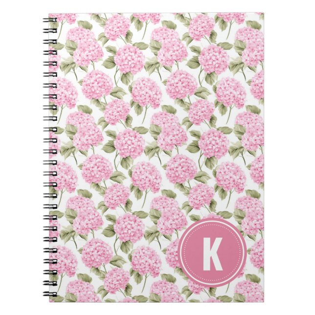 Carnet Élégant Motif de fleurs d'hydragea rose (Devant)