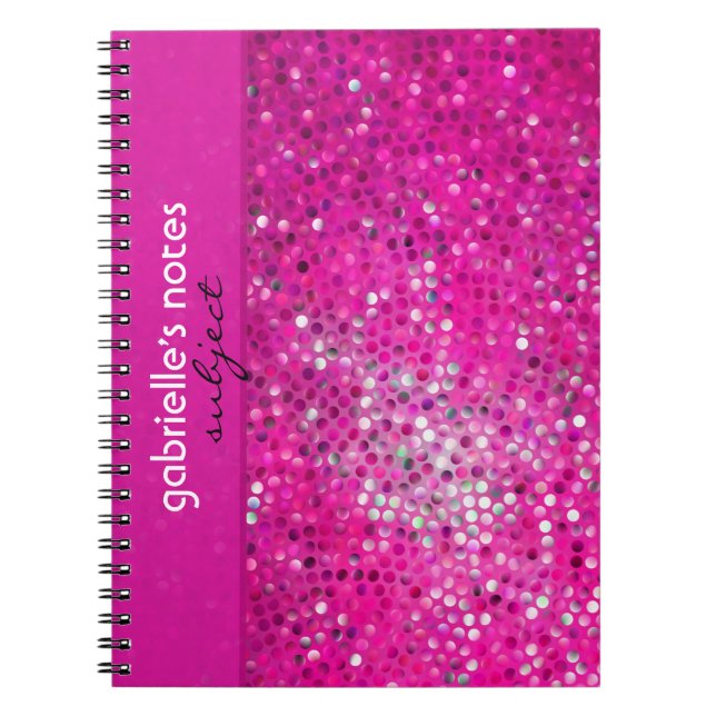 Carnet Élégant Motif de Parties scintillant rose chaud (Devant)