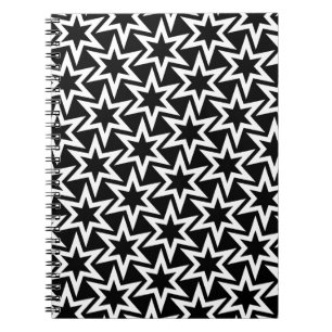 Carnet Élégant Motif d'étoile géométrique noir et blanc