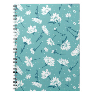 Carnet Élégant motif floral - Botanique Turquoise et blan