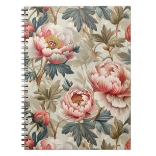 Carnet Elégant motif floral. Pâles roses