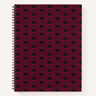 Carnet Élégant motif japonais Seigaiha vague rouge