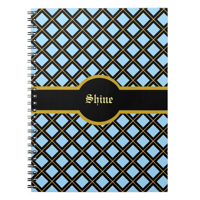 Carnet Élégant Motif noir et diamant doré (Devant)