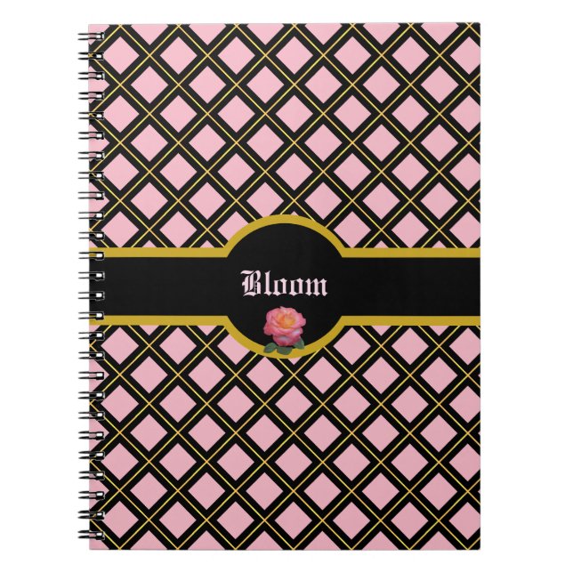 Carnet Élégant Motif noir et diamant doré (Devant)
