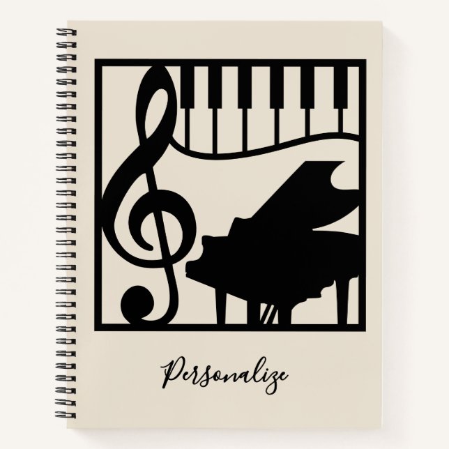 Carnet Elegant Music Piano Keyboard Clef Note Stylish (Devant)
