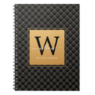 Carnet Élégant Noir Classy Monogramme Photo initiale