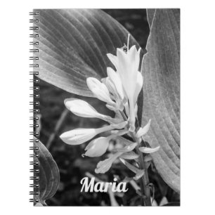 Carnet Elégant noir et blanc floral photo personnalisée