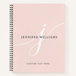 Carnet Élégant noir rose clair rose Monogramme