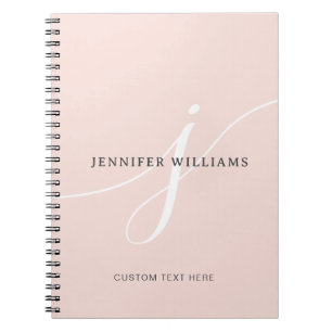Carnet Élégant noir rose clair rose Monogramme