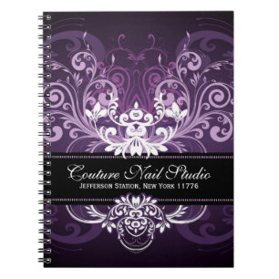 Carnet Elégant noir violet & blanc tons Vintage cadre