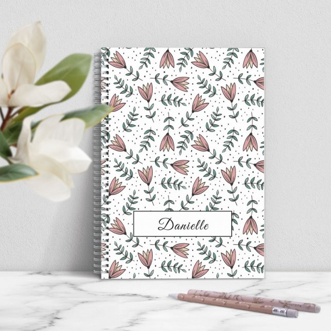 Carnet Élégant nom de motif floral rose (Elegant Pink Floral Pattern Name Notebook)