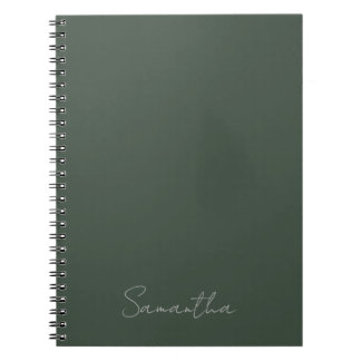 Carnet Élégant Nom Personnalisé Vert Foncé