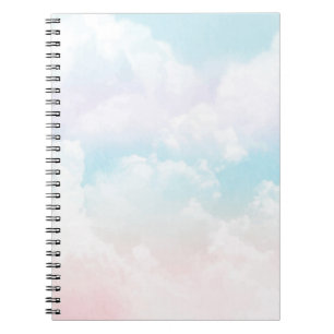 Carnet Elégant nuages célestes bleu pastel et rose