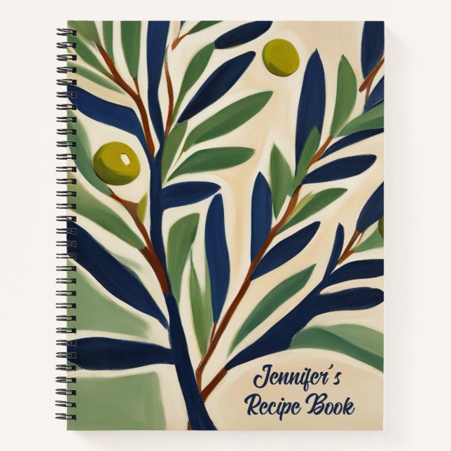Carnet Elegant Olive Branch Personalized Recipe Book (Devant)