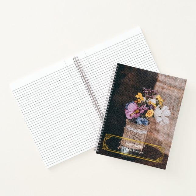 Carnet Élégant Or Floral Moderne (Intérieur)