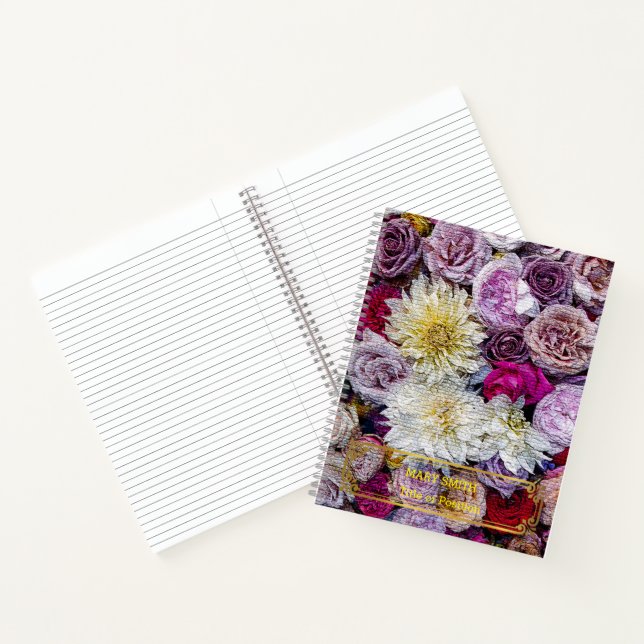 Carnet Élégant Or Floral Moderne (Intérieur)