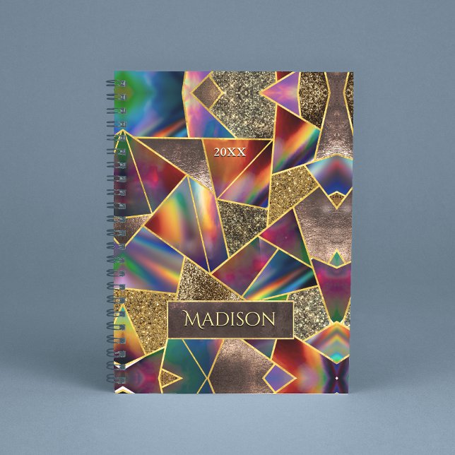 Carnet Elégant or rouge holographique géométrique (Créateur téléchargé)