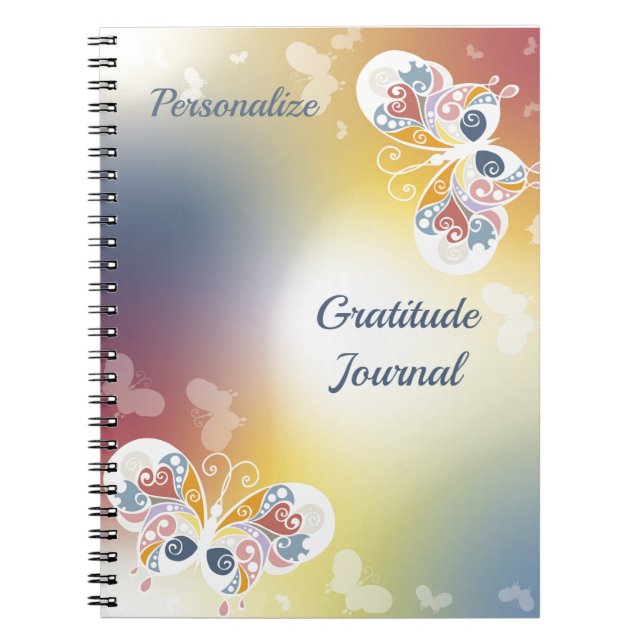 Carnet Elégant Pastel Butterflies Gratitude Personnalisée (Devant)