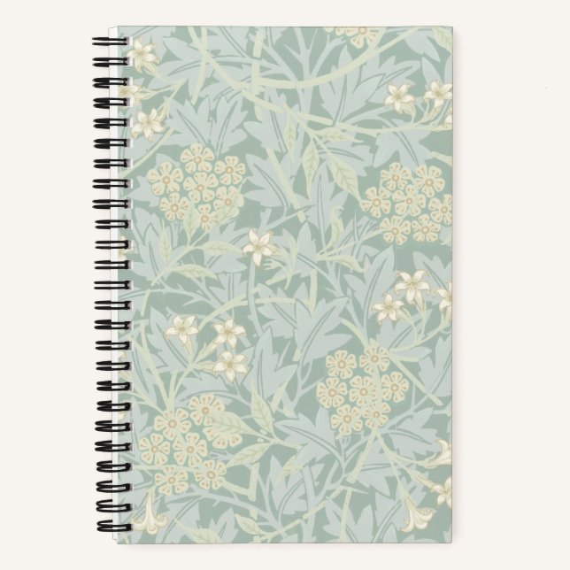Carnet Elegant Pastel Green Jasmine Floral Pattern (Recto)