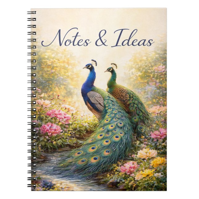 Carnet Elegant Peacock Couple Design | Aesthetic Nature  (Devant)