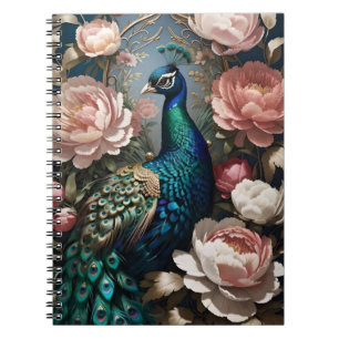 Carnet Élégant Peacock Pink Peonies