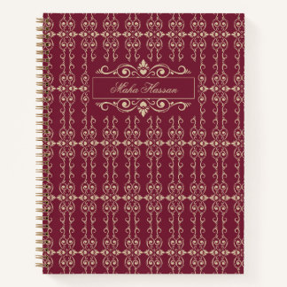 Carnet Elegant Personalized Burgundy & Gold Floral Swirl 